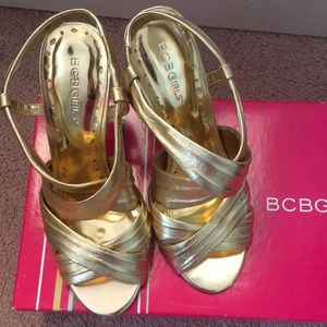 BCBGirls Gold Metallic High Heel Sandals